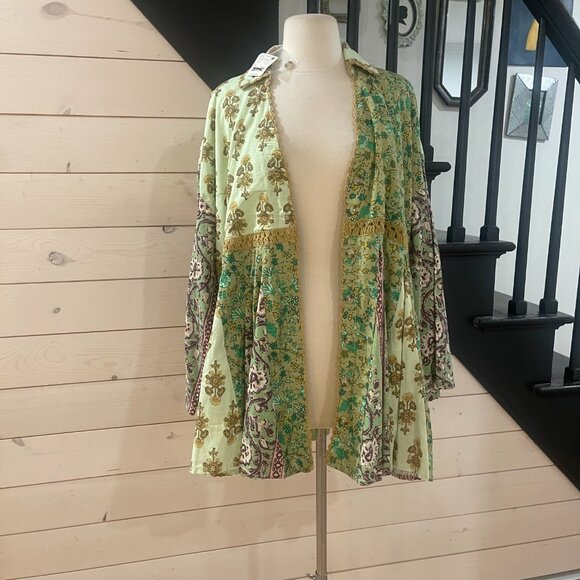 039 Free People Hazy Baby Boho Mini Dress Sweet Mint NWT Oversized Size XS - Picture 10 of 11